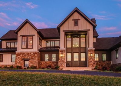 Front elevation of the award winning custom home in Clarksburg, MD