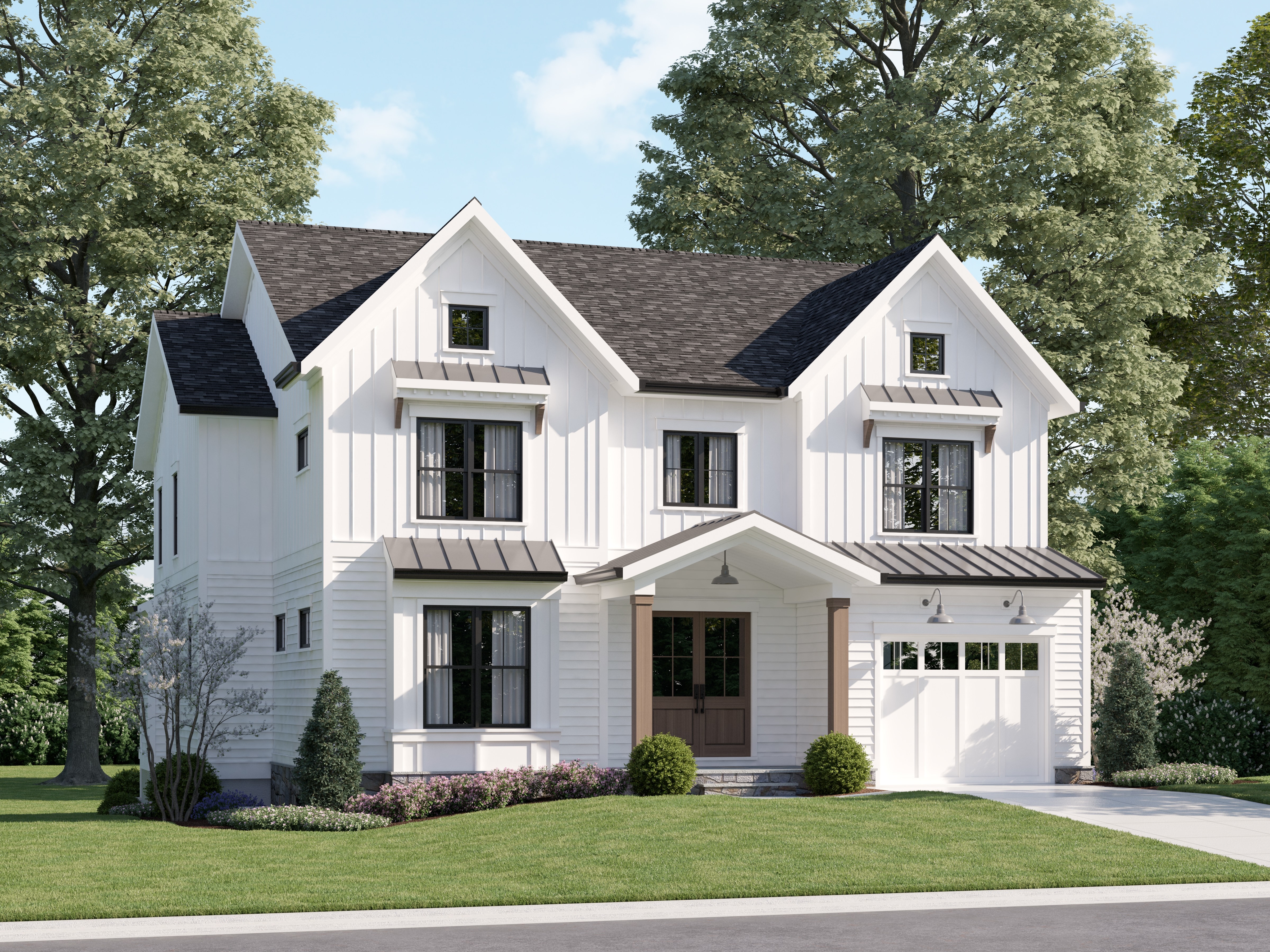 Front Elevation Custom Home with single car garage-Modern Farmhouse