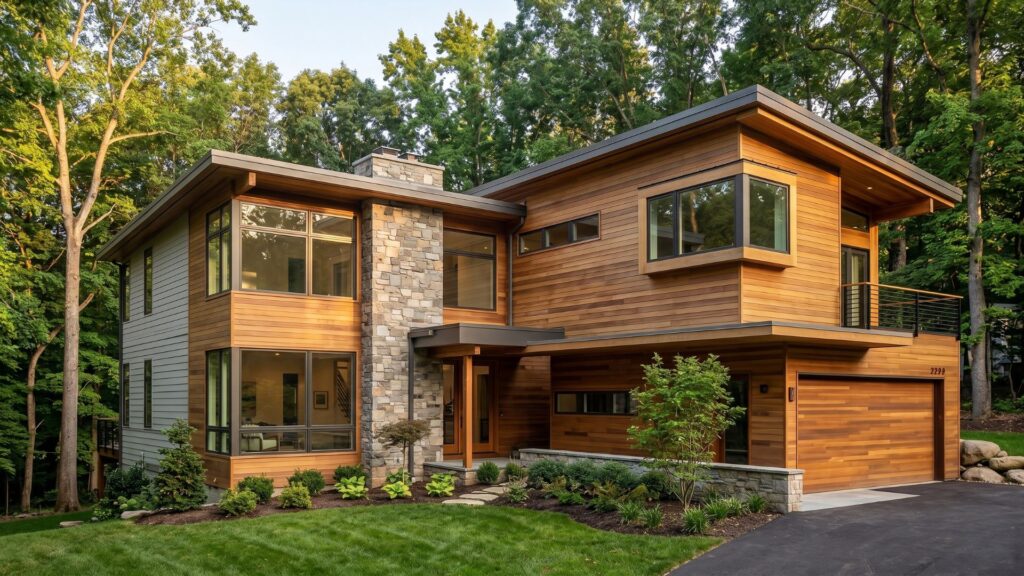 Completed energy efficient custom home Montgomery County Maryland exterior