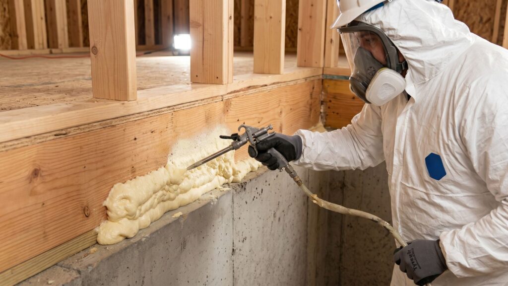 Spray foam insulation and air sealing in Maryland custom home construction