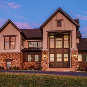 Winner of the 2020 MBIA Award of Excellence for the Best Custom Home over 10,000 SF in Maryland. Front elevation of the award winning custom home in Clarksburg, MD
